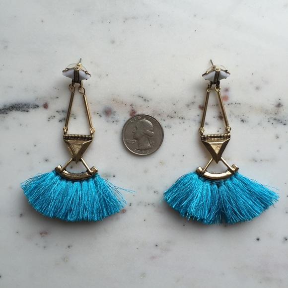 🆑 "Catalina" Earrings || Turquoise Tassel - Picture 4 of 9